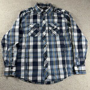 Buckle Black Label Plaid Button Up Long Sleeve Shirt Blue Men’s Size Small